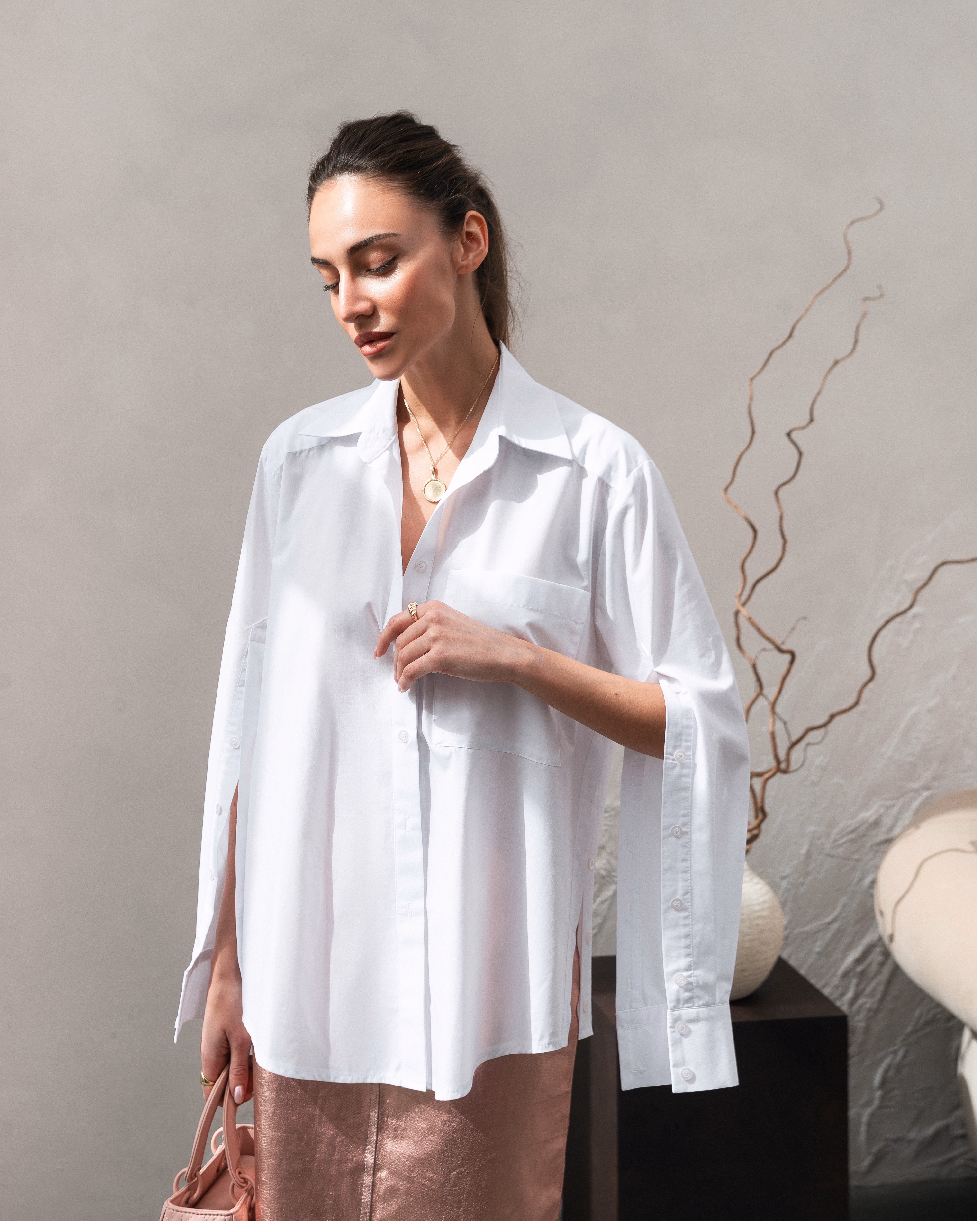 Slit Cotton Shirt 1