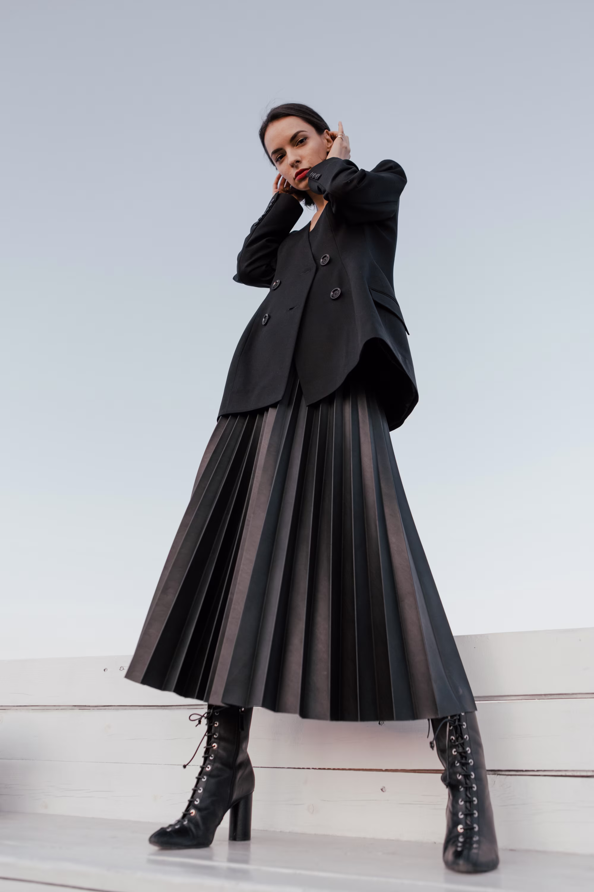 Pleated Leather Skirt 1